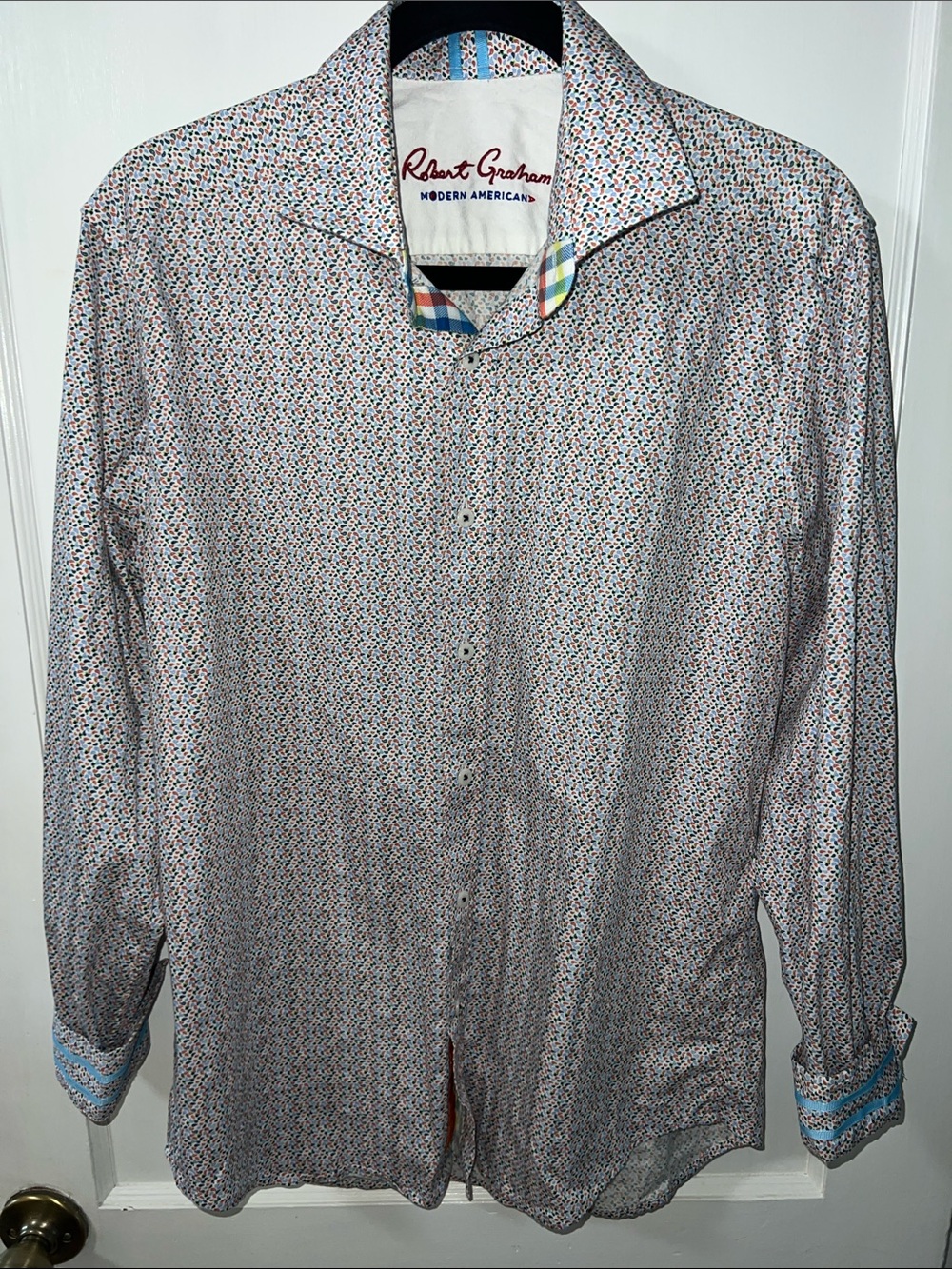 Robert Graham Mens Micro-Pattern Long-Sleeve Button-Down Shirt Sz M
